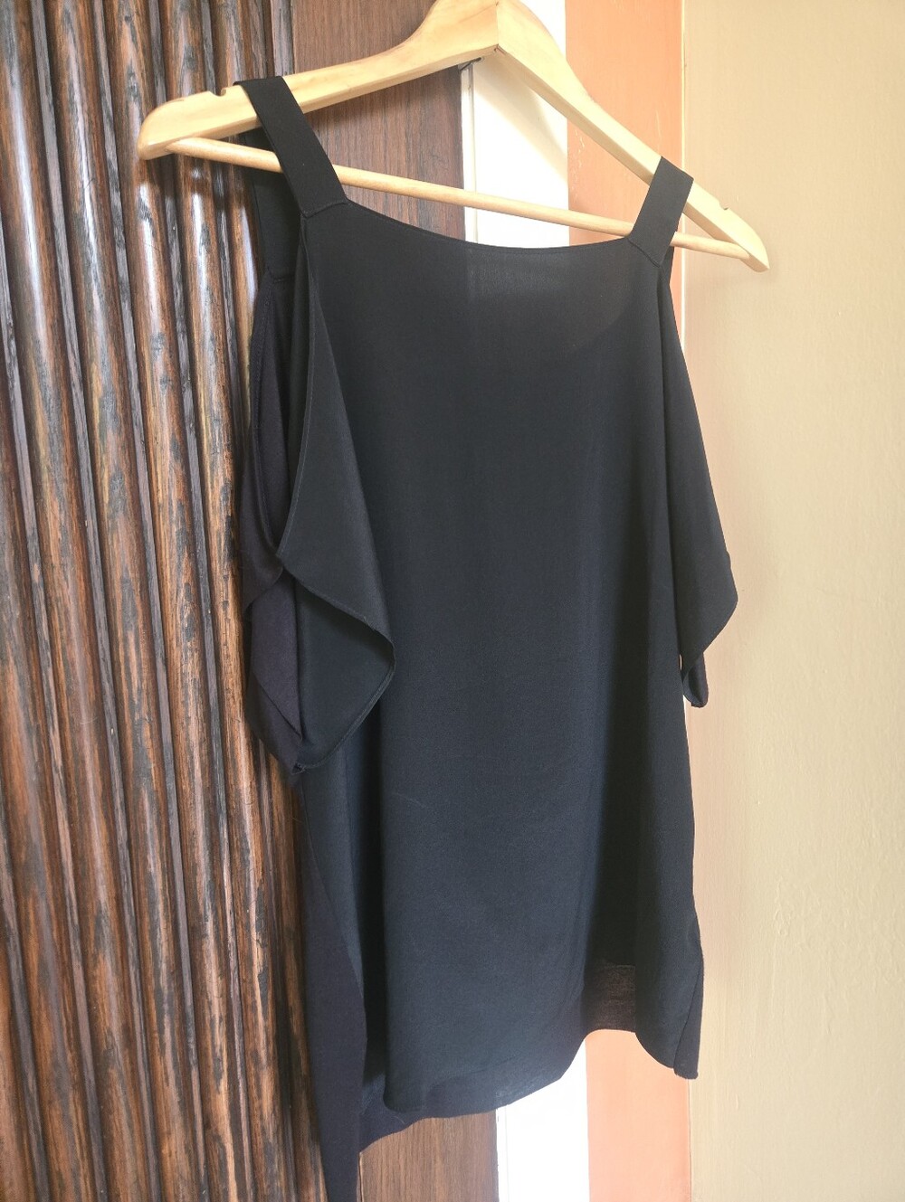 Bailey 44 Black Draped Sleeve Silk Blouse With Straps